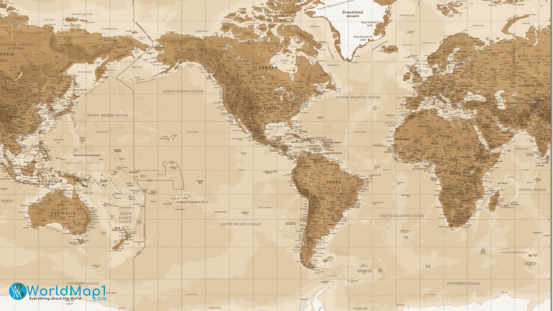 World Oceans and South America Map